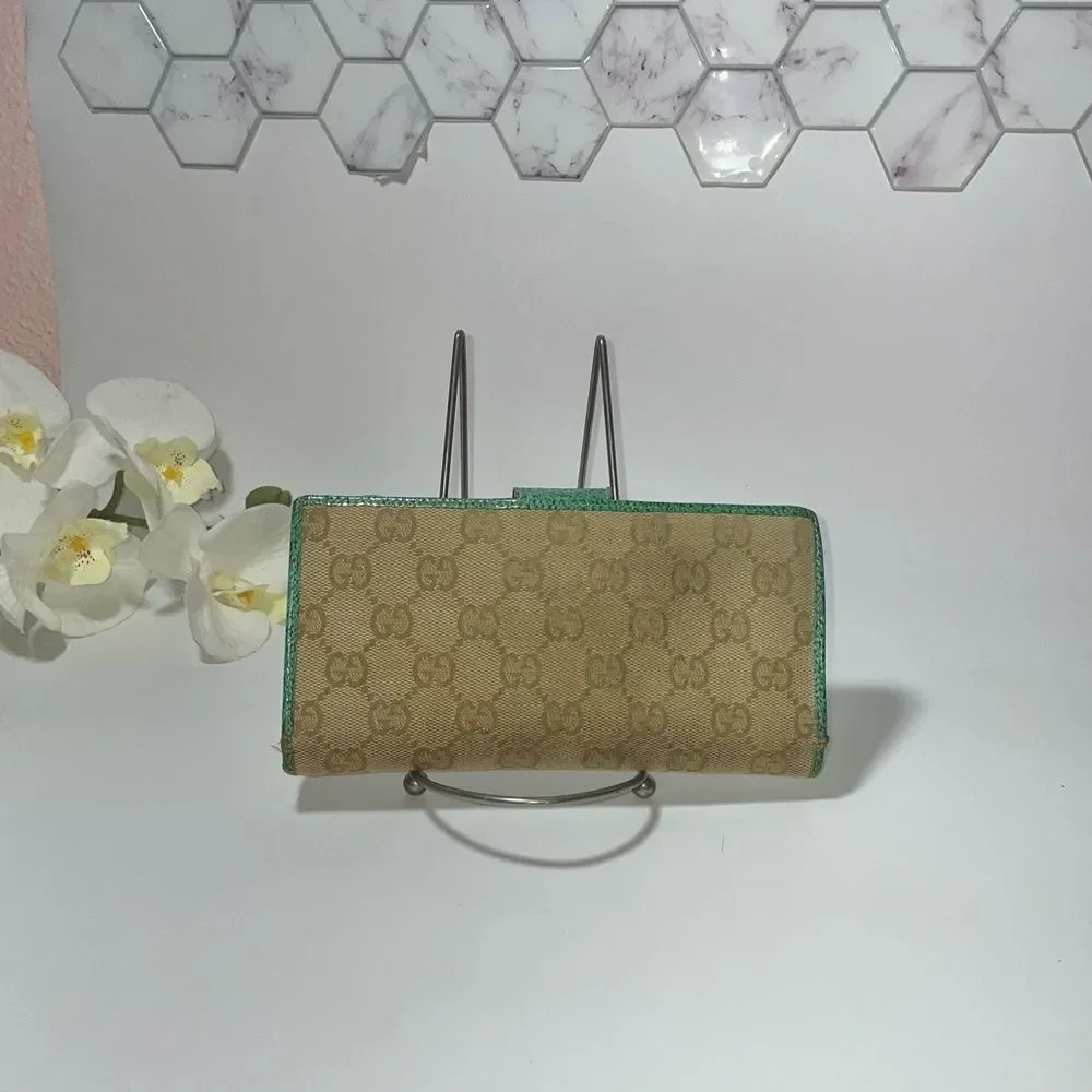 Gucci Tan and Green Continental Wallet - Picture 3 of 16